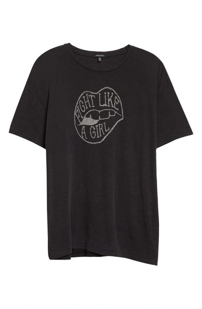 Shop R13 Fight Like A Girl Oversize Stretch Cotton Graphic Tee In Acid Black