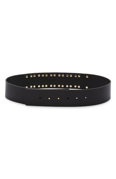 Shop Moschino Logo Leather Belt In A0555 Black