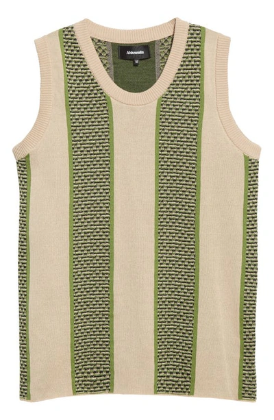 Shop Ahluwalia Texture Jacquard Merino Wool Vest In Green/ Beige