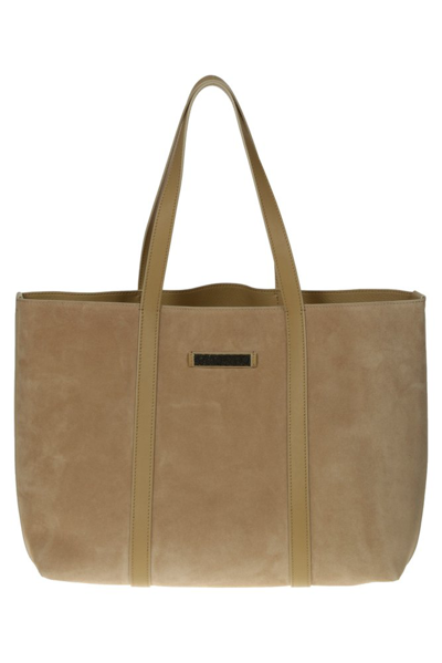 Shop Brunello Cucinelli Logo Patch Top Handle Bag In Beige