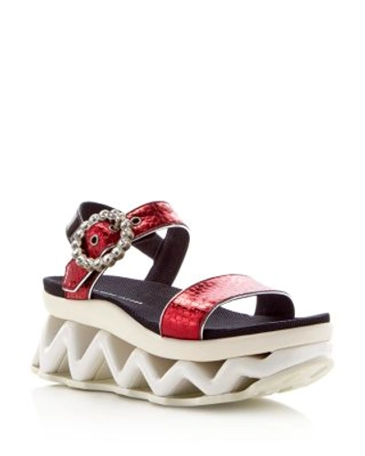 Marc By Marc Jacobs Embossed Leather Ninja Strass Wave Sandals In Bordeaux