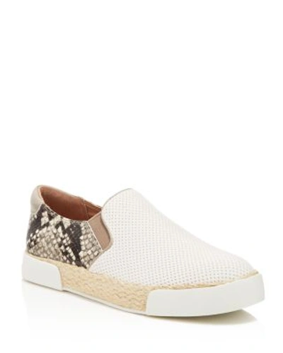 Shop Sam Edelman Embossed Espadrille Slip On Sneakers In Bright White/putty