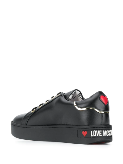 Shop Love Moschino Logo Plaque-embellished Sneakers In Black