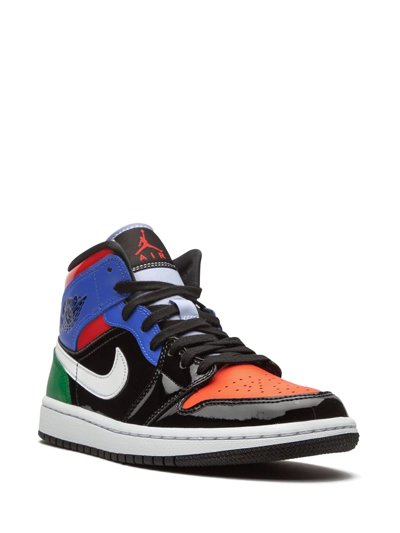 Shop Jordan Air  1 Mid Se "multicolor Patent" Sneakers In Black