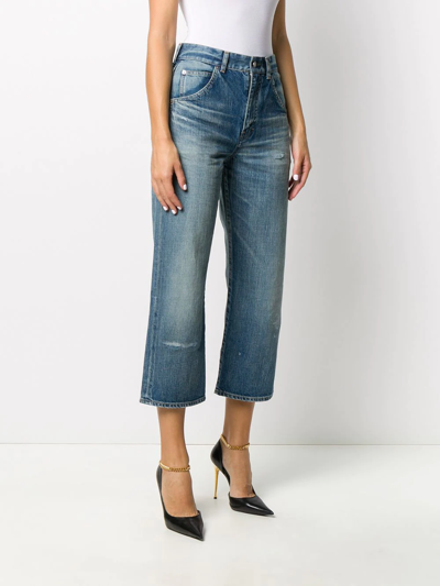 Shop Saint Laurent Cropped Straight-leg Jeans In Blue
