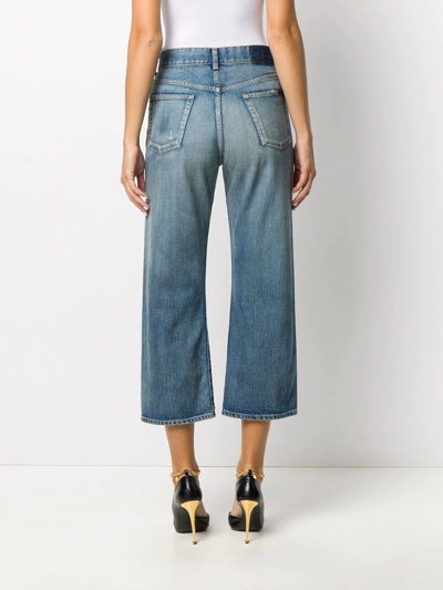 Shop Saint Laurent Cropped Straight-leg Jeans In Blue