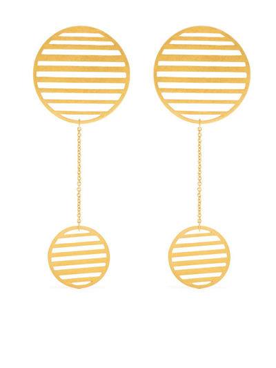 Shop Hsu Jewellery Flowing Double-circle Earrings In Gold