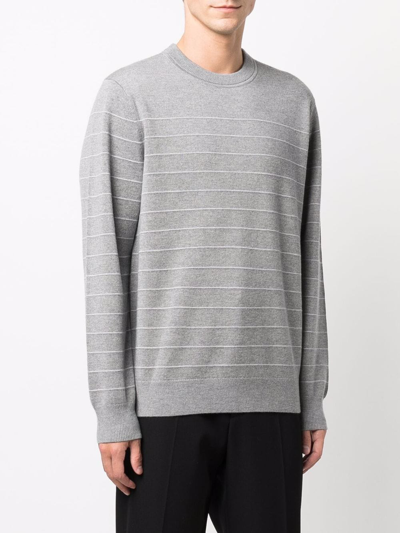 Theory Nathan Crew-neck Striped Jumper In Pebble Heather | ModeSens