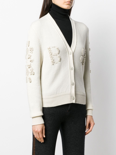Shop Barrie V-neck Cashmere Cardigan In White