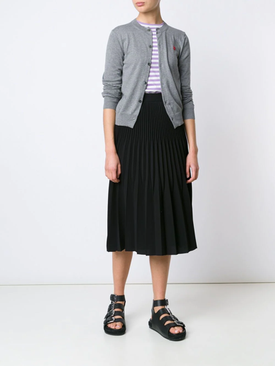 Comme Des Garçons Play Mini Heart Logo Cardigan In Grey