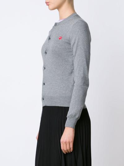 Shop Comme Des Garçons Play Mini Heart Logo Cardigan In Grey