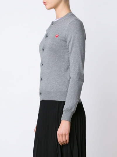 Comme Des Garçons Play Mini Heart Logo Cardigan In Grey