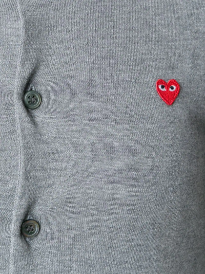 Shop Comme Des Garçons Play Mini Heart Logo Cardigan In Grey