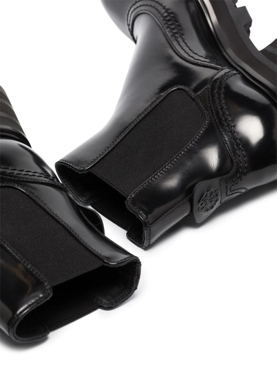 Alexander Mcqueen 60mm Brushed Leather Combat Boots In Black