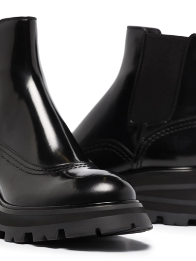 Alexander Mcqueen 60mm Brushed Leather Combat Boots In Black