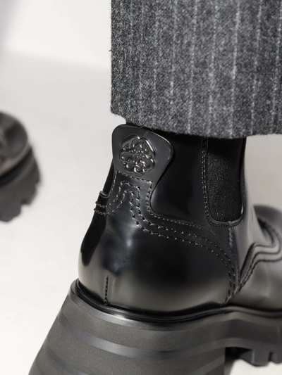 Alexander Mcqueen 60mm Brushed Leather Combat Boots In Black