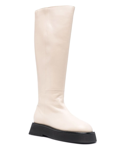 Shop Wandler Chunky Knee-length Leather Boots In Nude