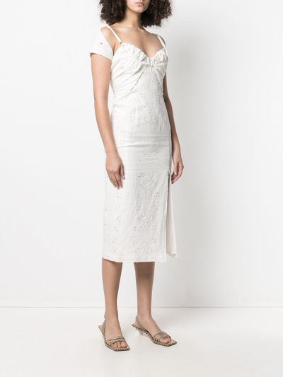Jacquemus Tovallo Broderie-anglaise Linen-blend Midi Dress In White