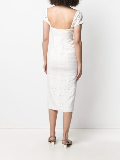 Jacquemus Tovallo Broderie-anglaise Linen-blend Midi Dress In White