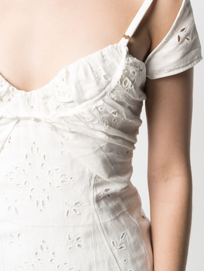 Jacquemus Tovallo Broderie-anglaise Linen-blend Midi Dress In White