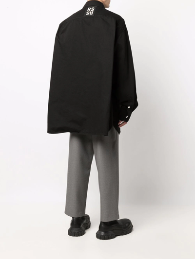 Raf Simons Oversized Logo Denim Shirt In Black