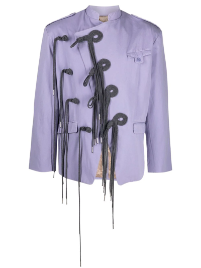 Shop Charles Jeffrey Loverboy Fringe-detail Military Jacket In Purple