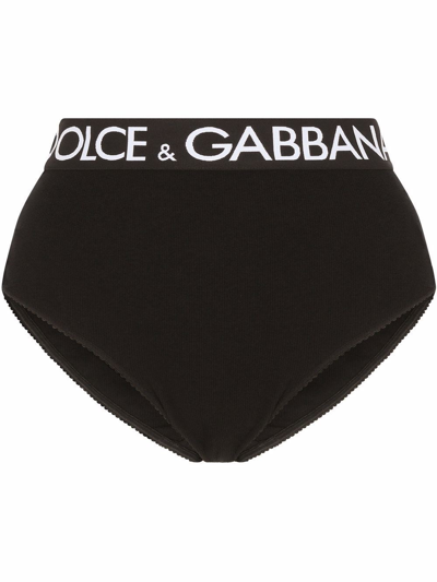 Shop Dolce & Gabbana High-waisted Briefs In Black