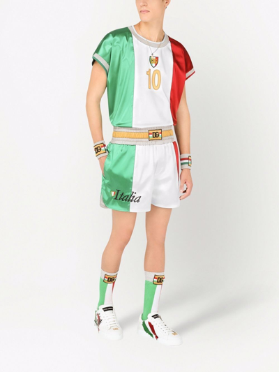 Shop Dolce & Gabbana Italia Sports Shorts With Color-block Design In Multicolour