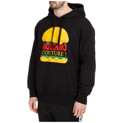 Shop Moschino Men's Hoodie Sweatshirt Sweat  Hamburger In Black