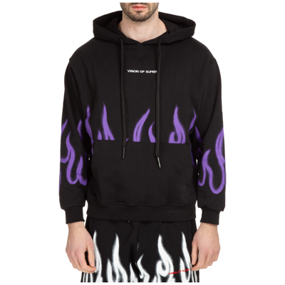 Shop Vision Of Super Men's Hoodie Sweatshirt Sweat  Spray Flames In Black