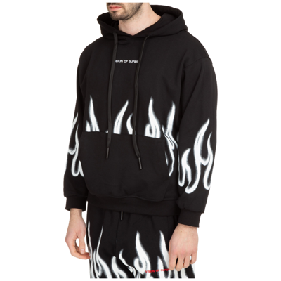 Shop Vision Of Super Men's Hoodie Sweatshirt Sweat  Spray Flames In Black