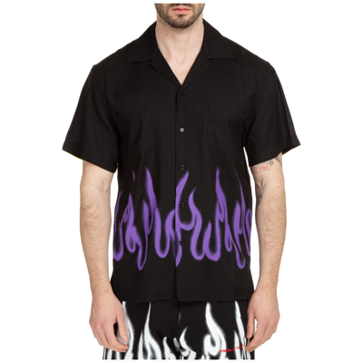 Shop Vision Of Super Men's Short Sleeve Shirt  T-shirt  Spray Flames In Black