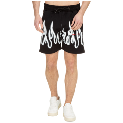 Vision Of Super Black Shorts With White Spray Flames In Black