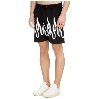 Vision Of Super Black Shorts With White Spray Flames In Black
