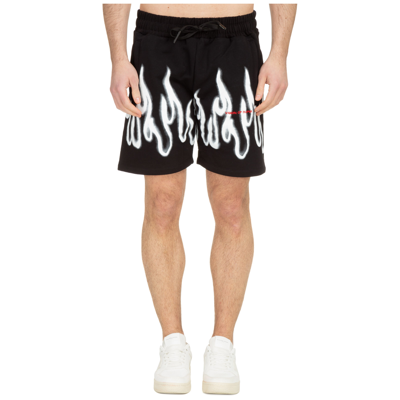 Vision Of Super Black Shorts With White Spray Flames In Black