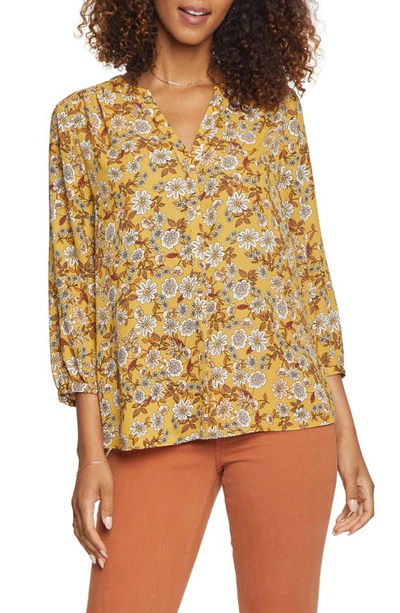 Shop Nydj High/low Crepe Blouse In Eastford Blossoms