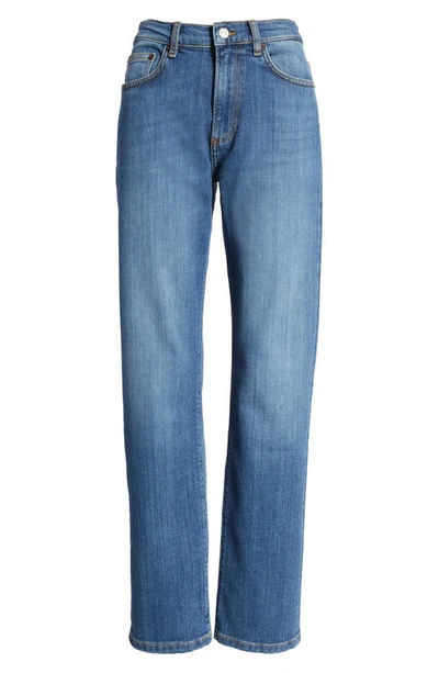 Shop Jeanerica Autobahn High Waist Straight Leg Jeans In Medium Blue