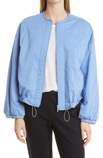 Shop Max Mara Ernesta Cotton Blend Jersey Bomber Jacket In Light Blue