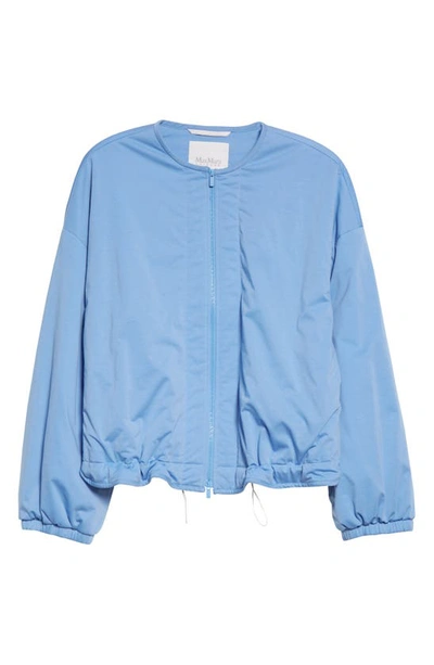 Shop Max Mara Ernesta Cotton Blend Jersey Bomber Jacket In Light Blue