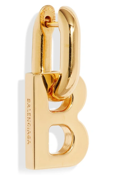 Shop Balenciaga Xs B Chain Earrings In 0027 Shiny Gold
