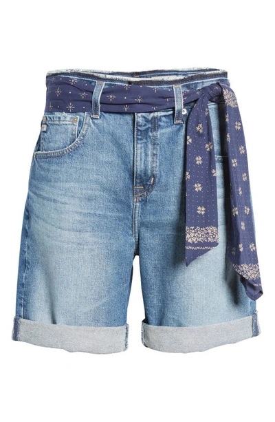 Shop Ag Sloane Belted High Waist Denim Shorts In Blue