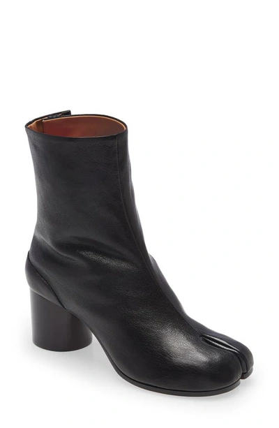 Shop Maison Margiela Tabi Leather Boot In Black