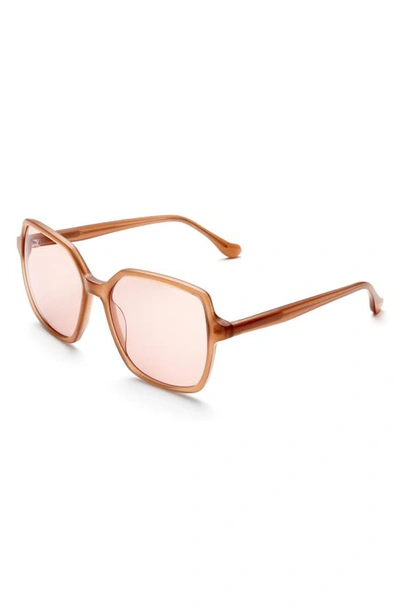 Shop Gemma Styles Lake Shore Drive 55mm Rectangle Sunglasses In Fawn