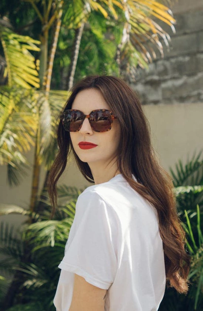 Shop Gemma Styles Lake Shore Drive 55mm Rectangle Sunglasses In Tortoise