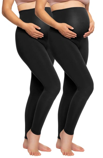Felina 2-pack Maternity Leggings In Black / Black