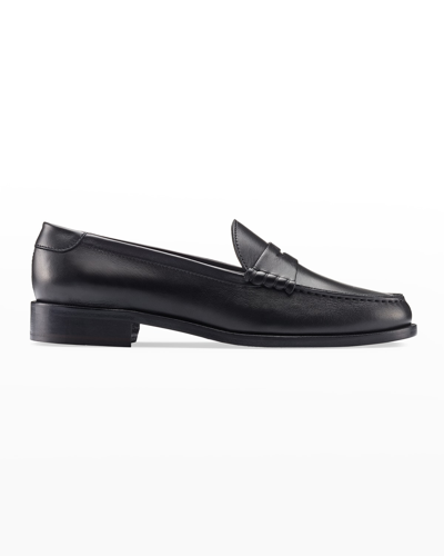 Shop Koio Brera Leather Penny Loafers In Nero