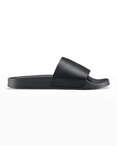 Shop Koio Elba Leather Logo Pool Sandals In Night