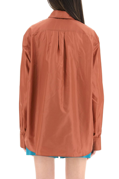 Shop Valentino Washed Taffeta Shirt In Brown