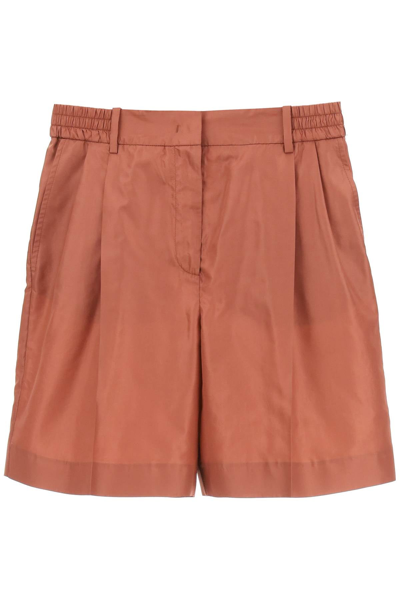 Shop Valentino Washed Taffeta Shorts In Brown