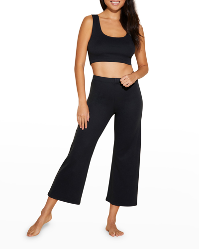Shop Cosabella Michi Cropped Double-knit Pants In Black